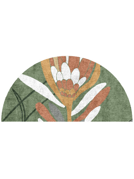 Gladdon Field of Flowers Halfmoon Hand Knotted Bamboo Silk Custom Rug by Rug Artisan