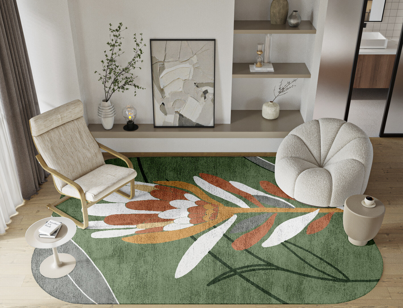 Gladdon Field of Flowers Oblong Hand Knotted Bamboo Silk Custom Rug by Rug Artisan