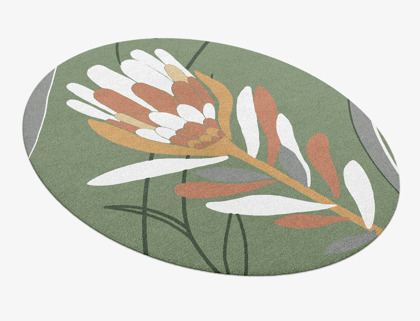 Gladdon Field of Flowers Oval Hand Knotted Tibetan Wool Custom Rug by Rug Artisan
