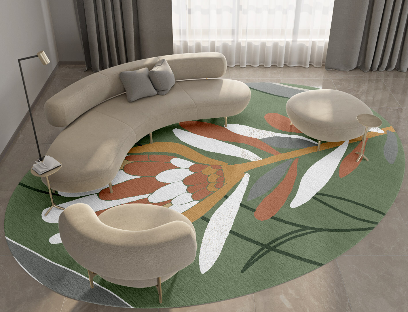 Gladdon Field of Flowers Oval Hand Knotted Tibetan Wool Custom Rug by Rug Artisan
