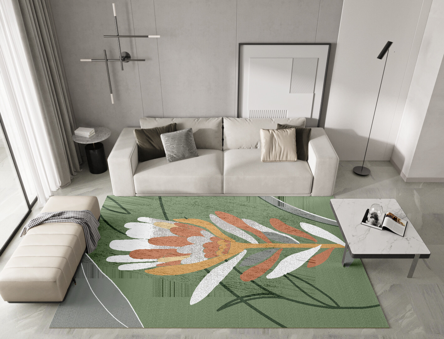 Gladdon Field of Flowers Rectangle Hand Knotted Bamboo Silk Custom Rug by Rug Artisan