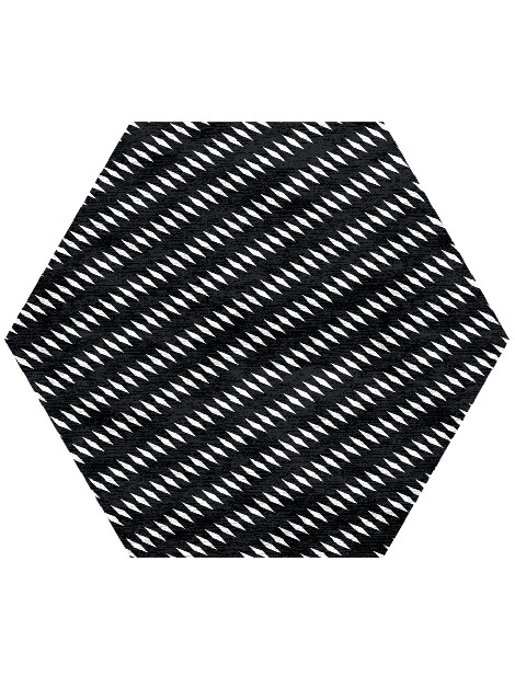 Glen Black Monochrome Hexagon Hand Knotted Bamboo Silk Custom Rug by Rug Artisan