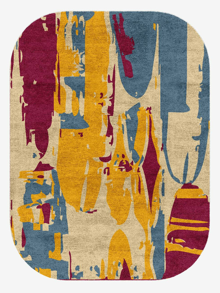 Glitch Abstract Oblong Hand Knotted Bamboo Silk Custom Rug by Rug Artisan
