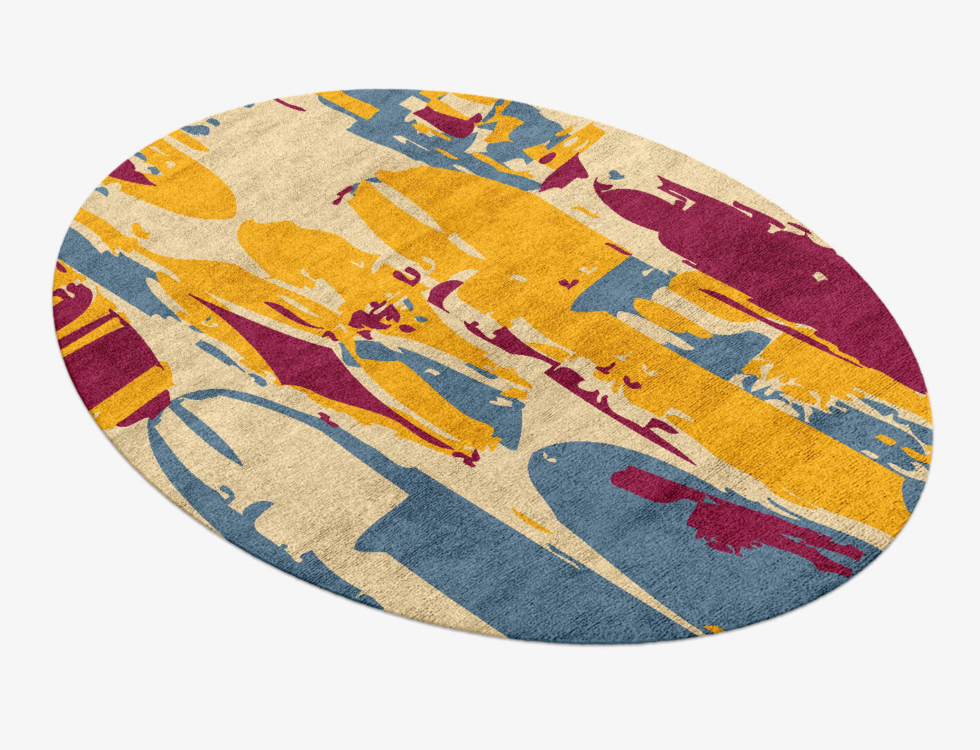 Glitch Abstract Oval Hand Knotted Bamboo Silk Custom Rug by Rug Artisan