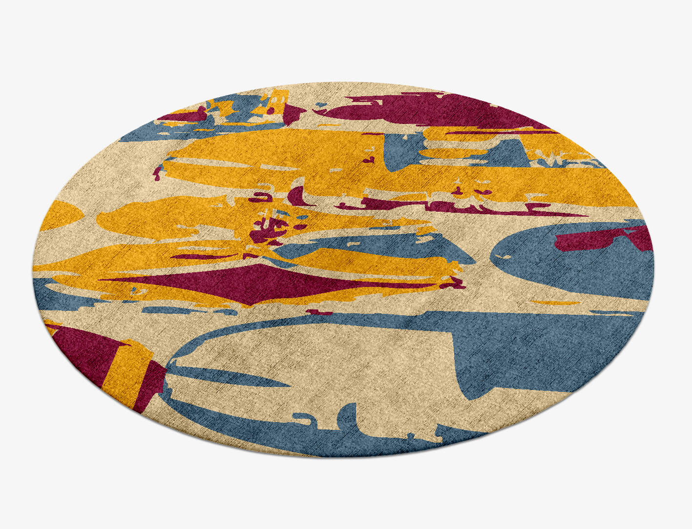 Glitch Abstract Round Hand Knotted Bamboo Silk Custom Rug by Rug Artisan