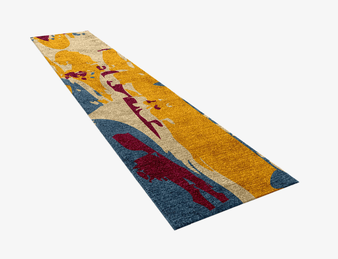Glitch Abstract Runner Hand Knotted Bamboo Silk Custom Rug by Rug Artisan