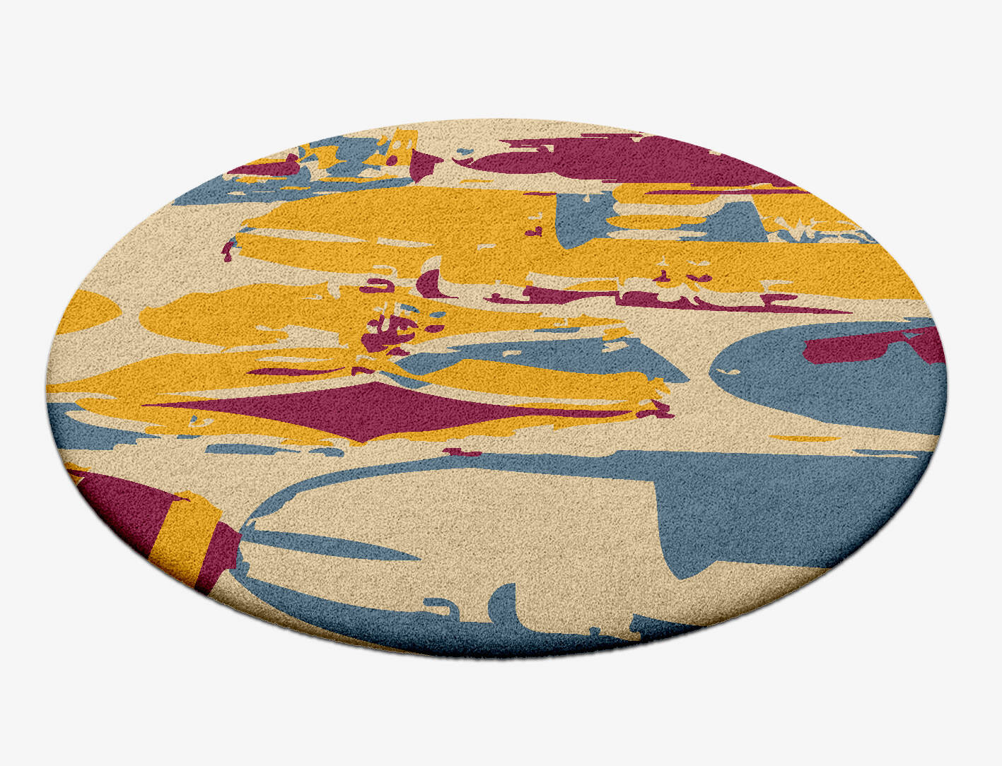 Glitch Abstract Round Hand Tufted Pure Wool Custom Rug by Rug Artisan
