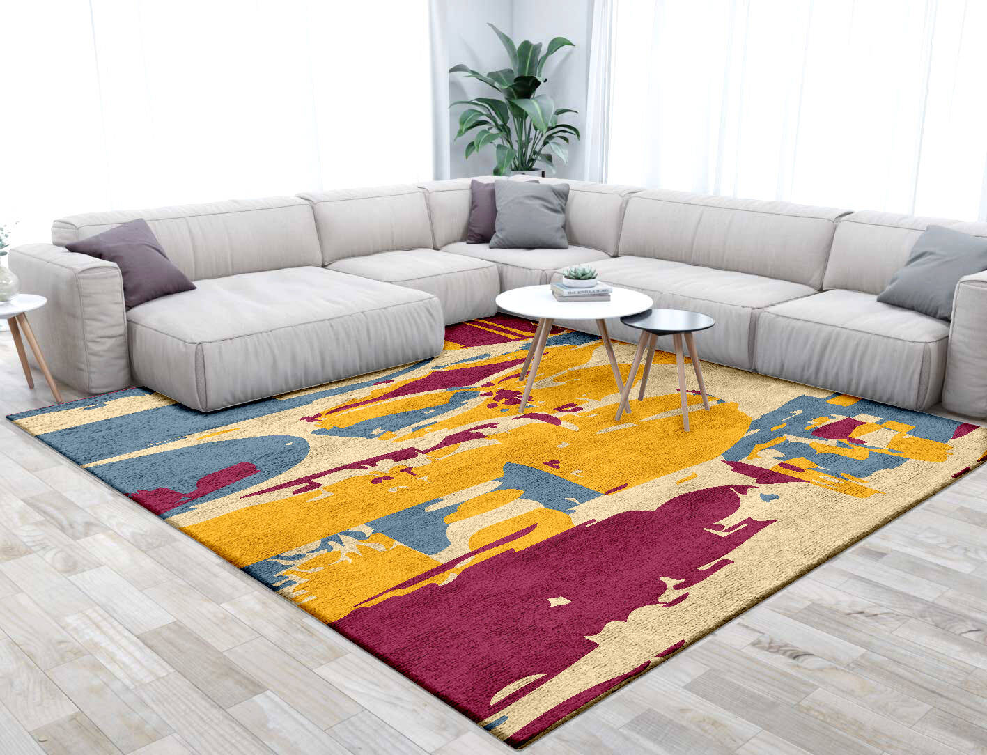 Glitch Abstract Square Hand Tufted Bamboo Silk Custom Rug by Rug Artisan