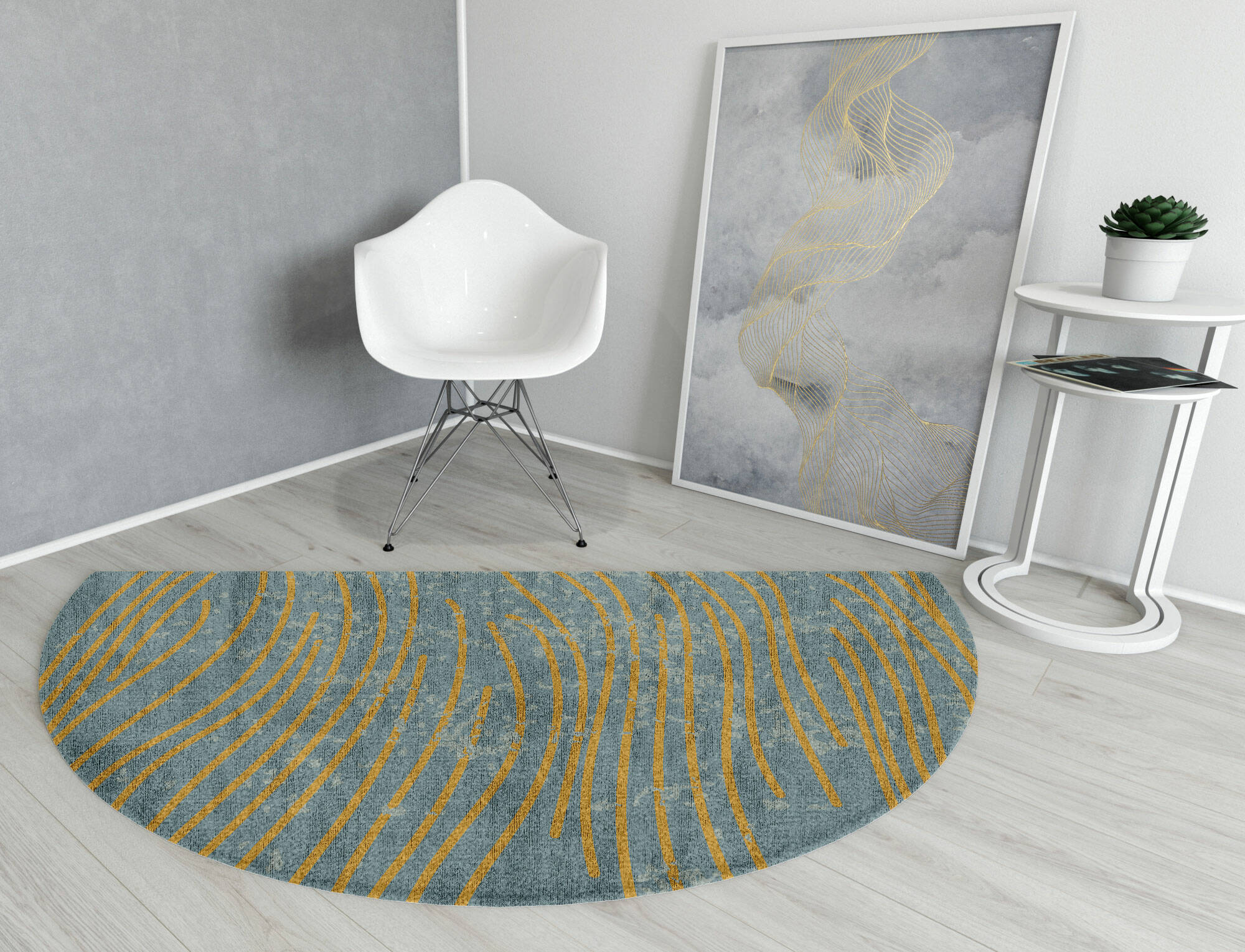 Glitz  Halfmoon Hand Knotted Bamboo Silk Custom Rug by Rug Artisan
