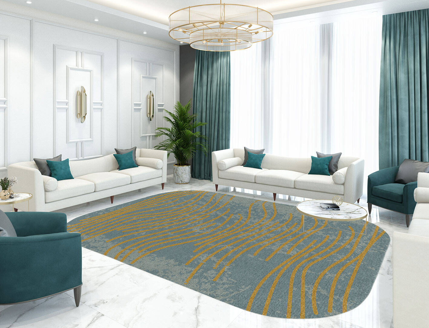 Glitz  Oblong Hand Knotted Tibetan Wool Custom Rug by Rug Artisan