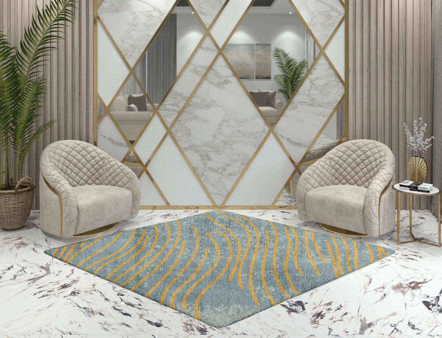 Glitz  Diamond Hand Tufted Bamboo Silk Custom Rug by Rug Artisan