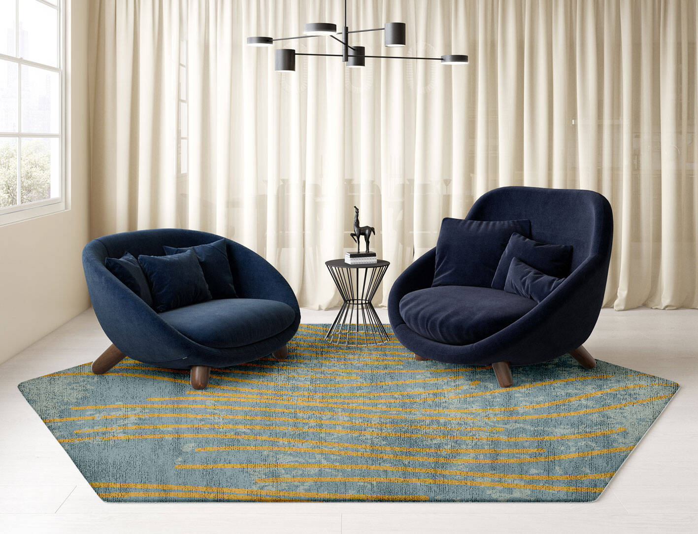Glitz  Hexagon Hand Tufted Bamboo Silk Custom Rug by Rug Artisan