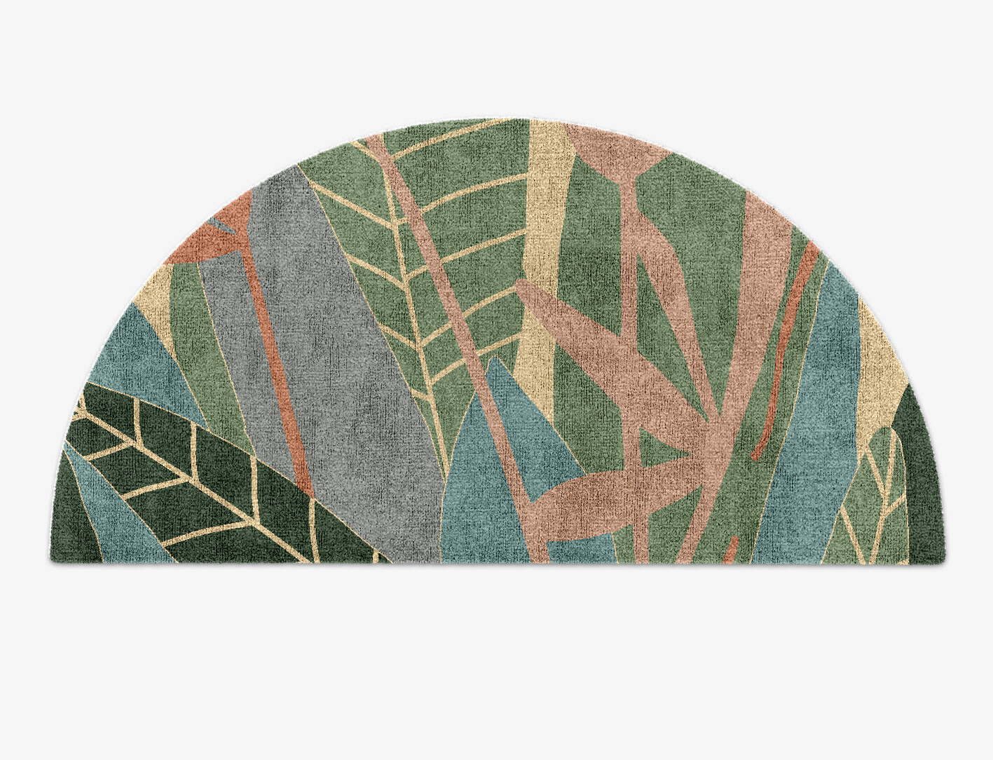Goldenrod Field of Flowers Halfmoon Hand Knotted Bamboo Silk Custom Rug by Rug Artisan