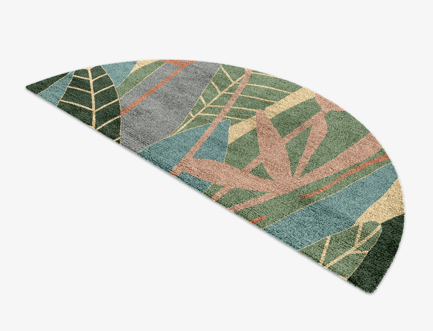 Goldenrod Field of Flowers Halfmoon Hand Knotted Bamboo Silk Custom Rug by Rug Artisan