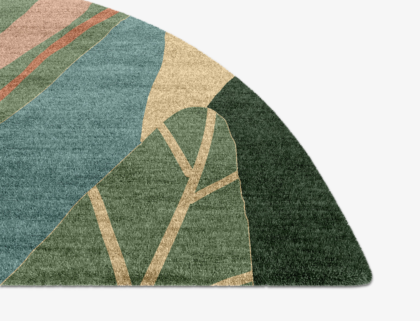 Goldenrod Field of Flowers Halfmoon Hand Knotted Bamboo Silk Custom Rug by Rug Artisan