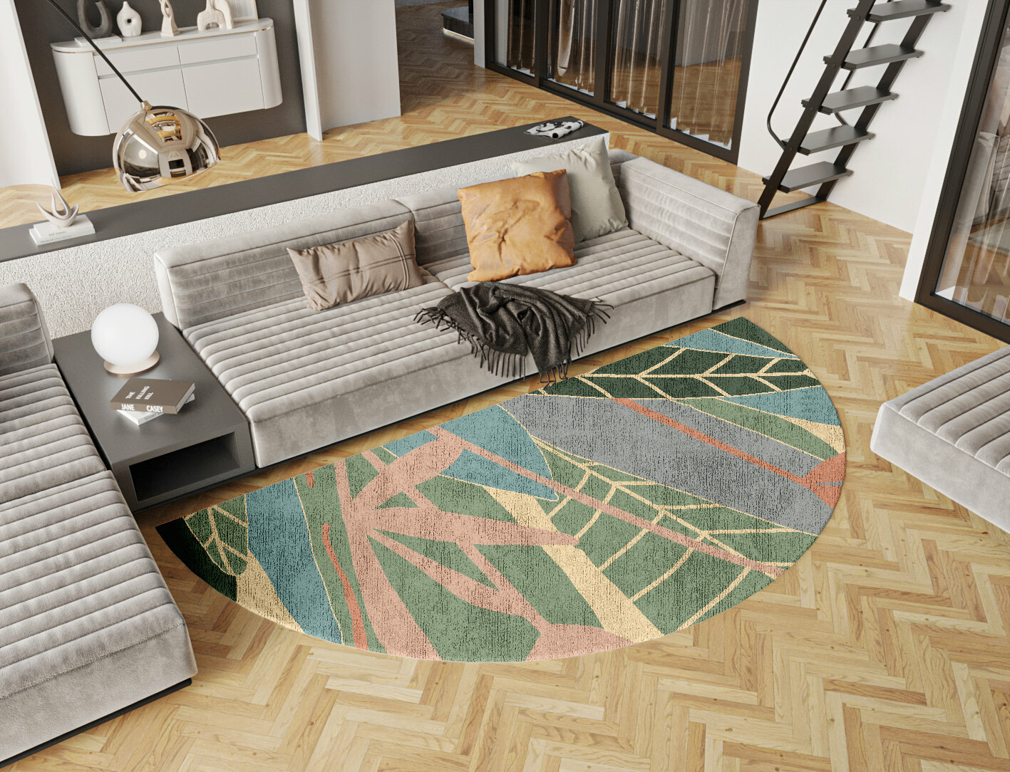 Goldenrod Field of Flowers Halfmoon Hand Knotted Bamboo Silk Custom Rug by Rug Artisan