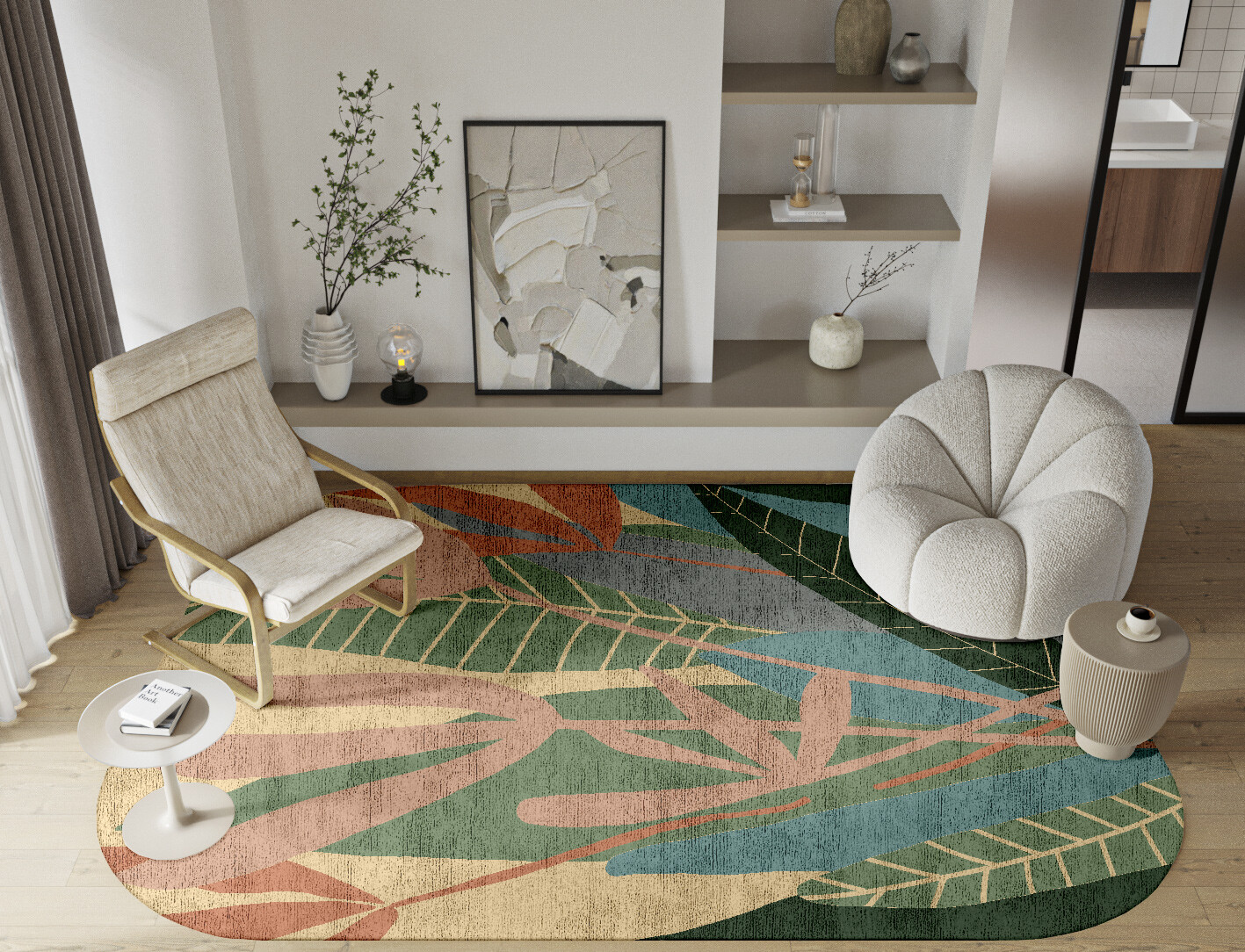 Goldenrod Field of Flowers Oblong Hand Knotted Bamboo Silk Custom Rug by Rug Artisan