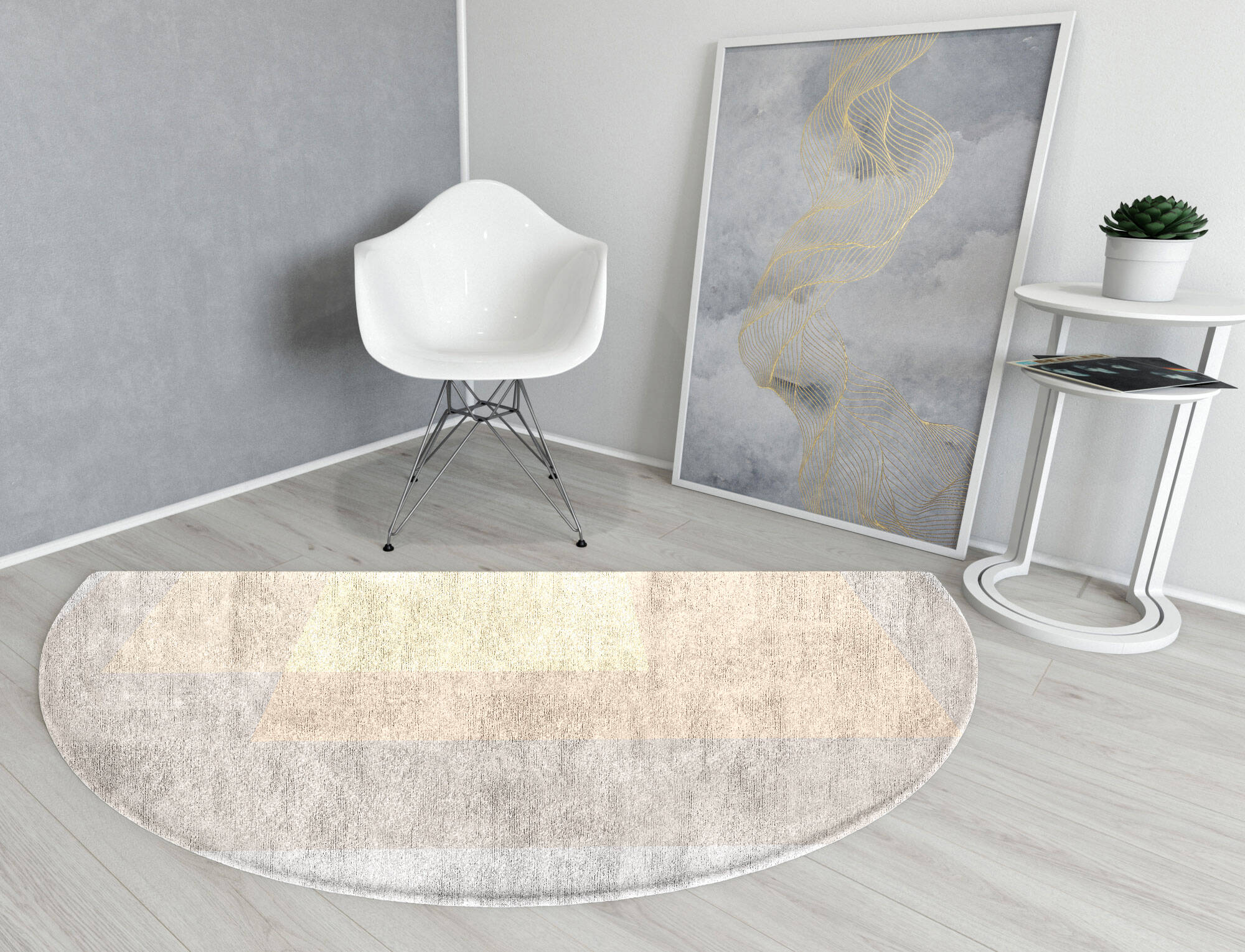 Goya  Halfmoon Hand Tufted Bamboo Silk Custom Rug by Rug Artisan