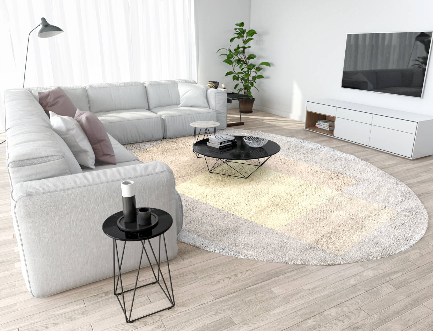 Goya  Oval Hand Tufted Bamboo Silk Custom Rug by Rug Artisan