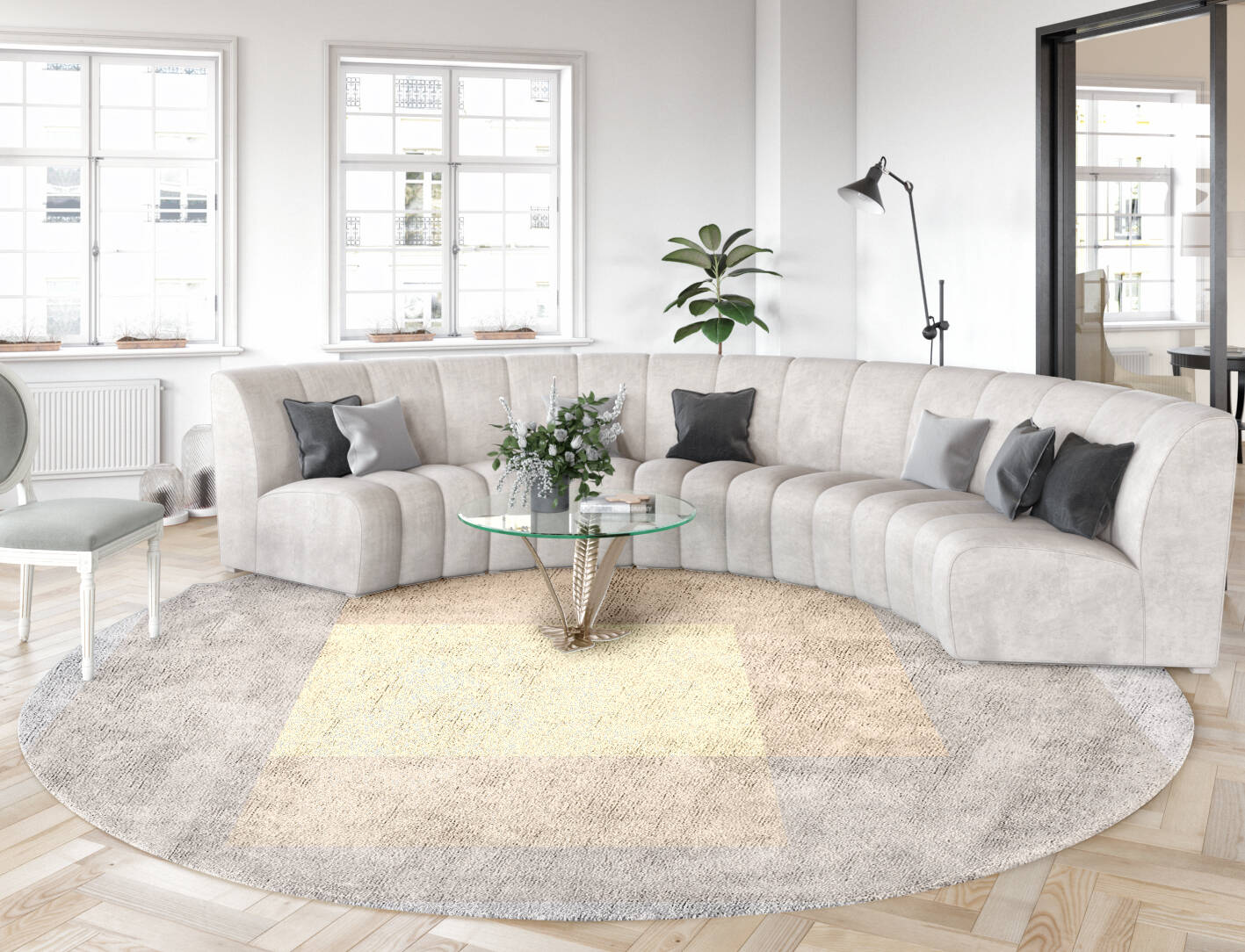 Goya  Round Hand Tufted Bamboo Silk Custom Rug by Rug Artisan