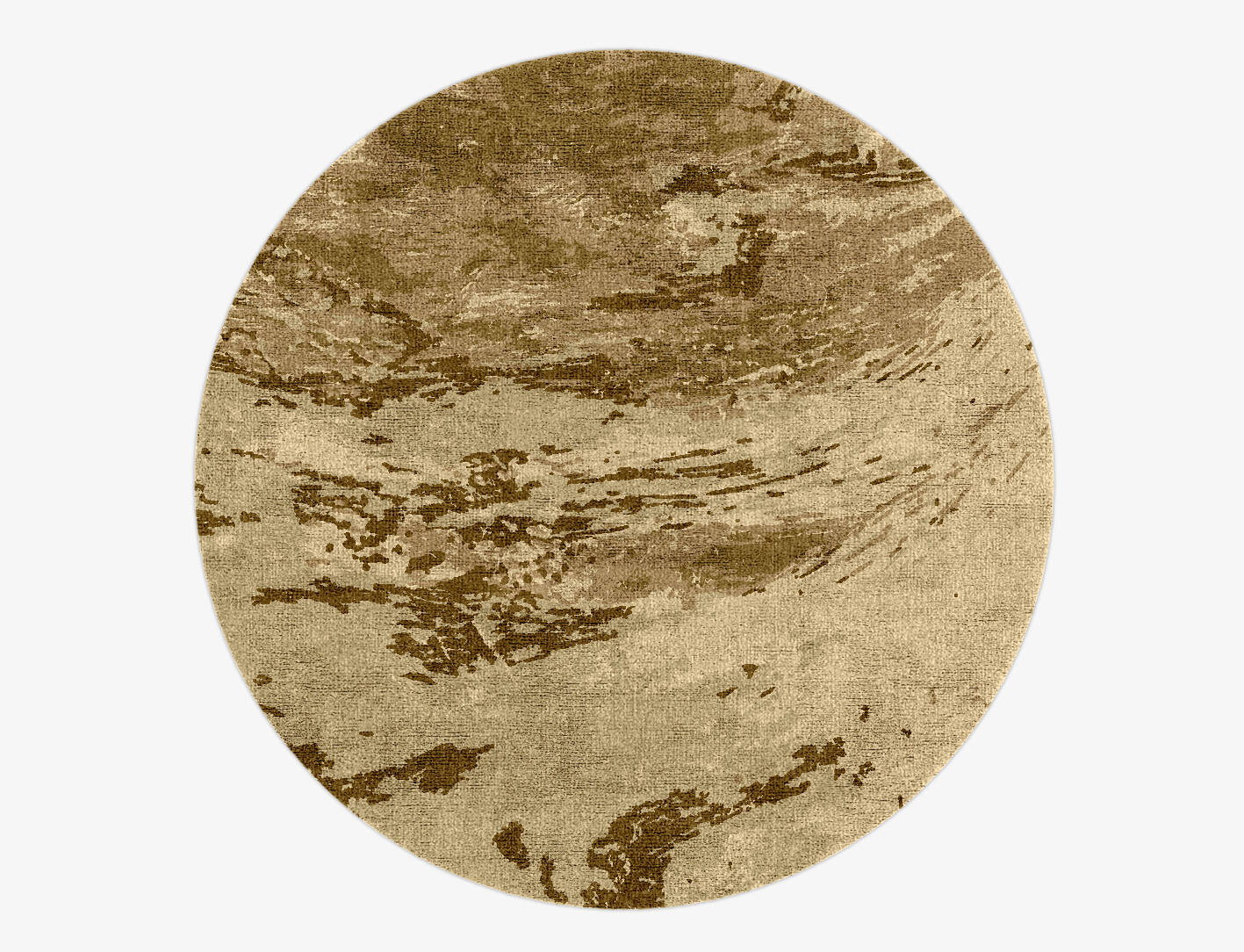 Graded Wash Brush Strokes Round Hand Knotted Bamboo Silk Custom Rug by Rug Artisan