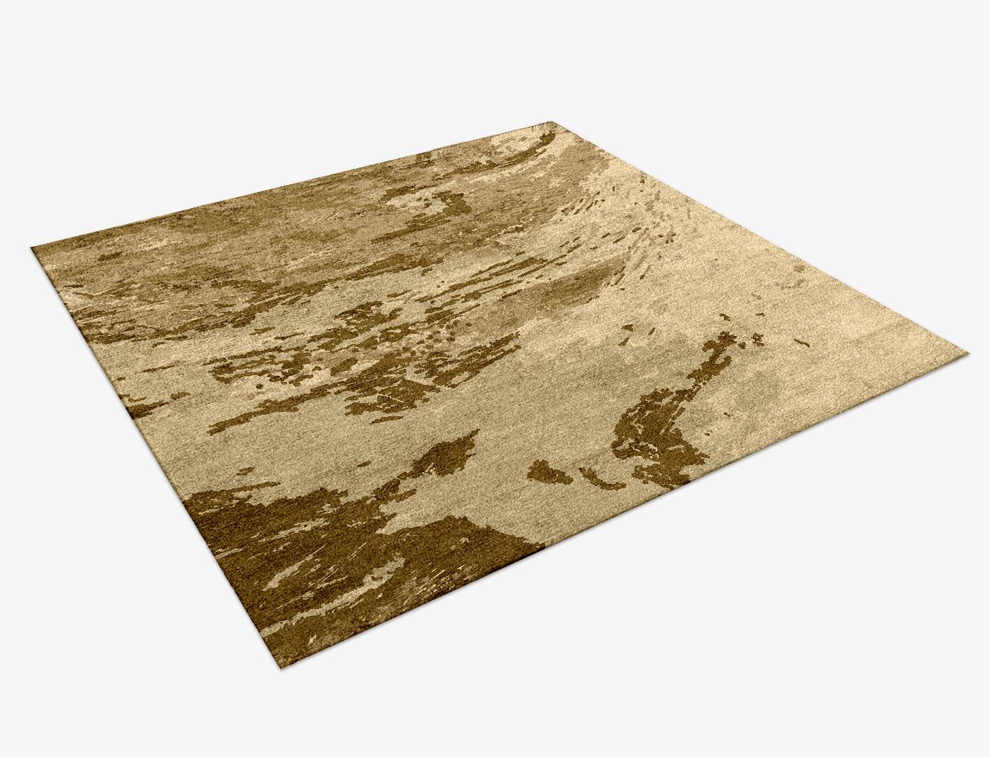 Graded Wash Brush Strokes Square Hand Knotted Bamboo Silk Custom Rug by Rug Artisan