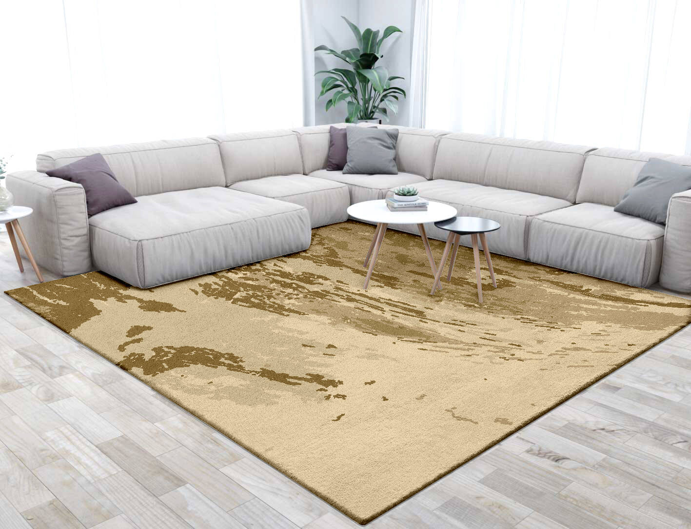 Graded Wash Brush Strokes Square Hand Tufted Pure Wool Custom Rug by Rug Artisan