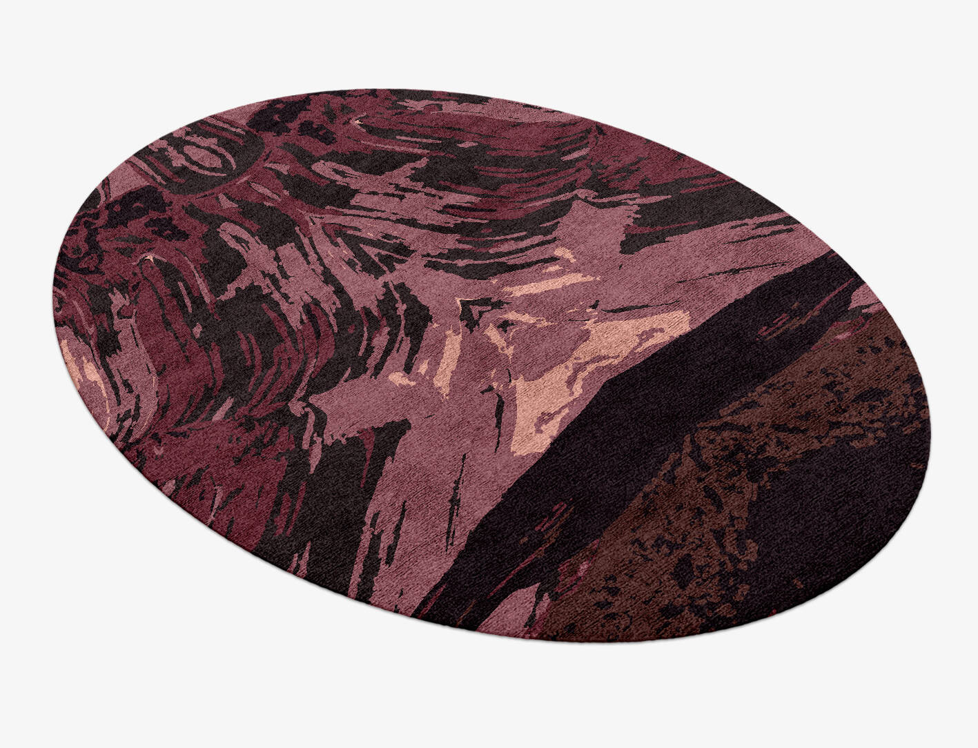Gradient Brush Strokes Oval Hand Knotted Bamboo Silk Custom Rug by Rug Artisan