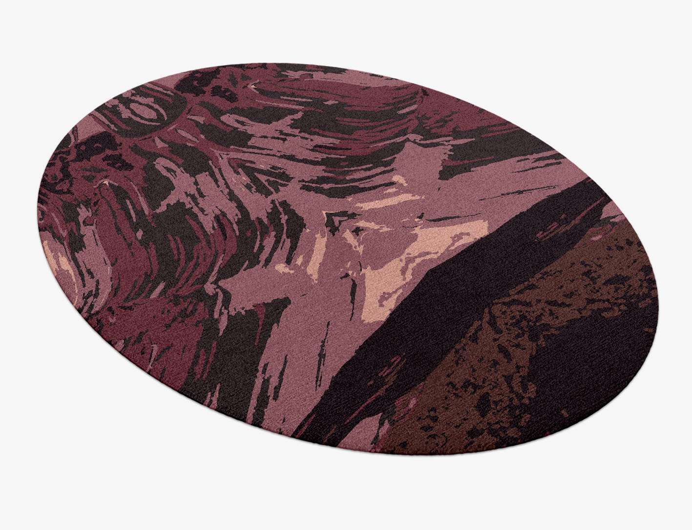 Gradient Brush Strokes Oval Hand Knotted Tibetan Wool Custom Rug by Rug Artisan