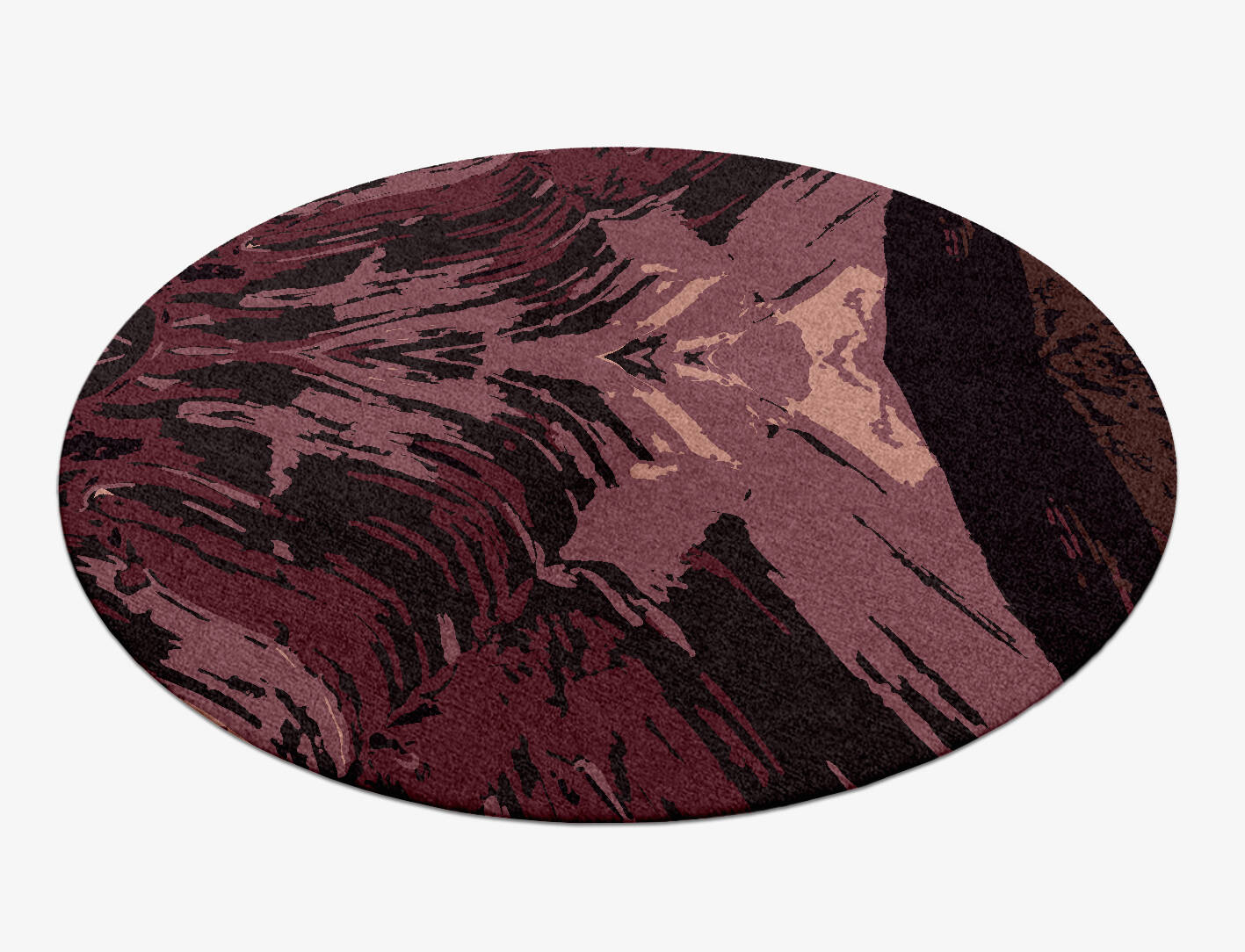 Gradient Brush Strokes Round Hand Knotted Tibetan Wool Custom Rug by Rug Artisan