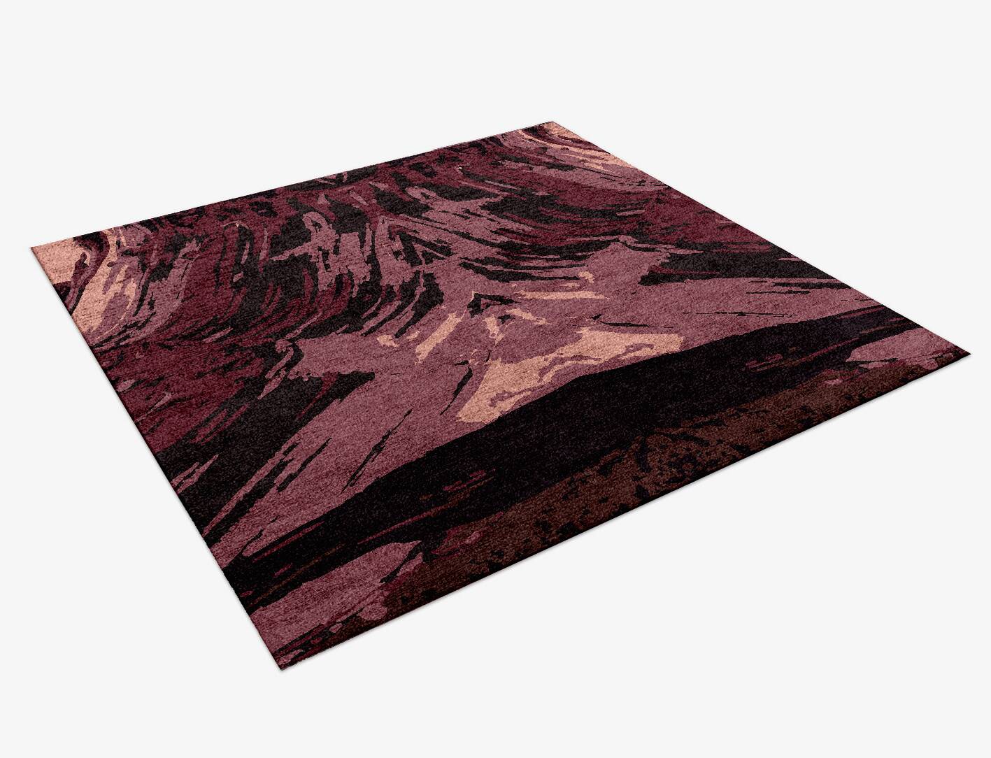 Gradient Brush Strokes Square Hand Knotted Bamboo Silk Custom Rug by Rug Artisan