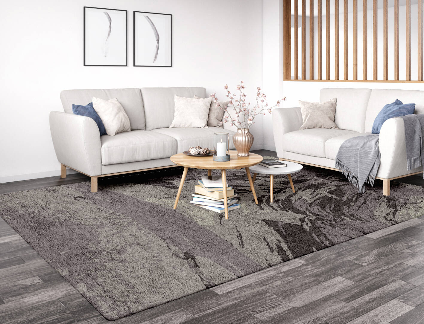 Gradient Brush Strokes Rectangle Hand Tufted Bamboo Silk Custom Rug by Rug Artisan
