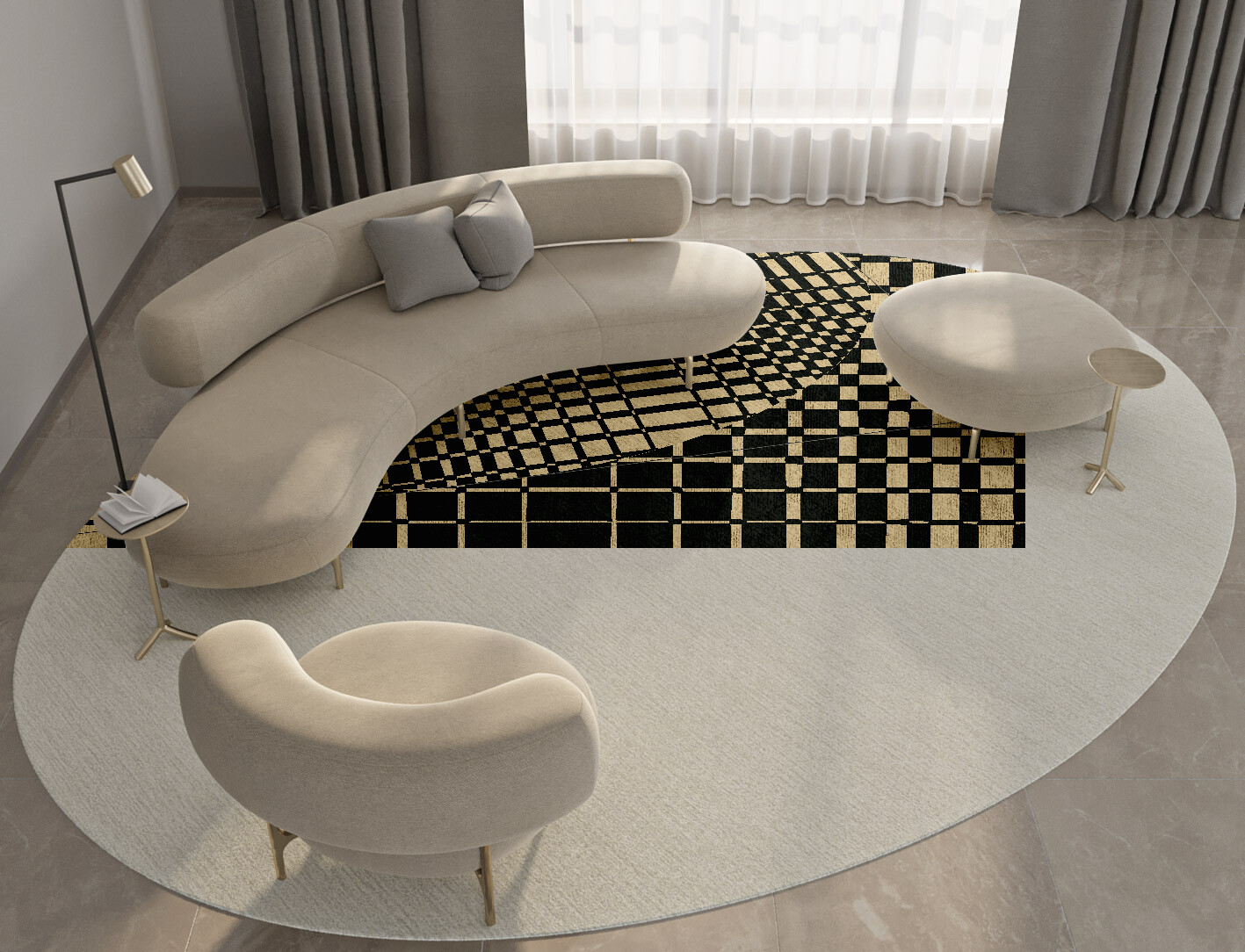 Grafix Geometric Oval Hand Knotted Bamboo Silk Custom Rug by Rug Artisan