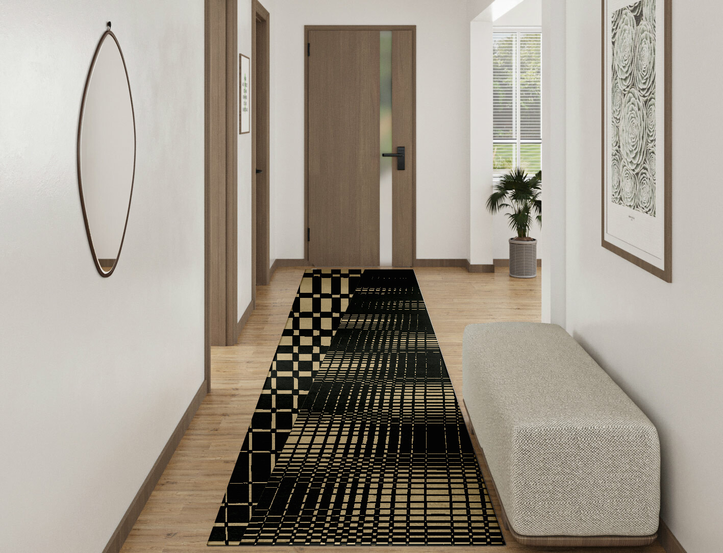 Grafix Geometric Runner Hand Tufted Pure Wool Custom Rug by Rug Artisan