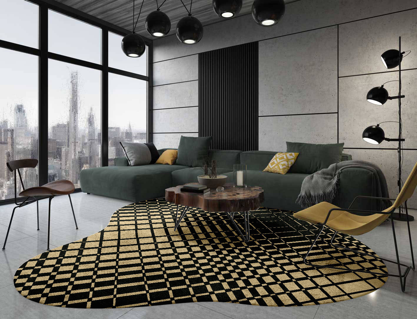 Grafix Modern Geometrics Splash Hand Tufted Bamboo Silk Custom Rug by Rug Artisan