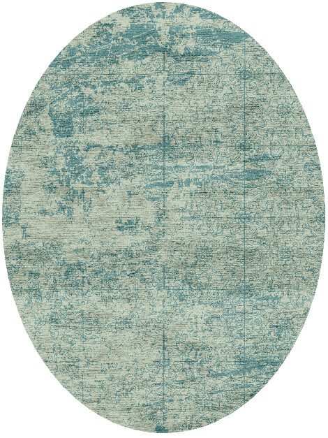 Graph Vintage Oval Hand Knotted Bamboo Silk Custom Rug by Rug Artisan