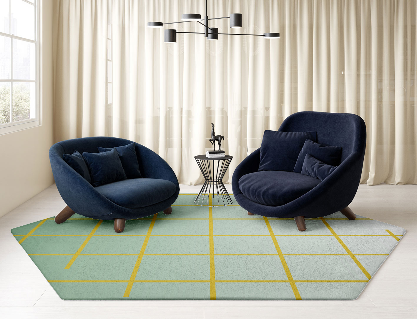 Grass Ombre Hexagon Hand Tufted Pure Wool Custom Rug by Rug Artisan