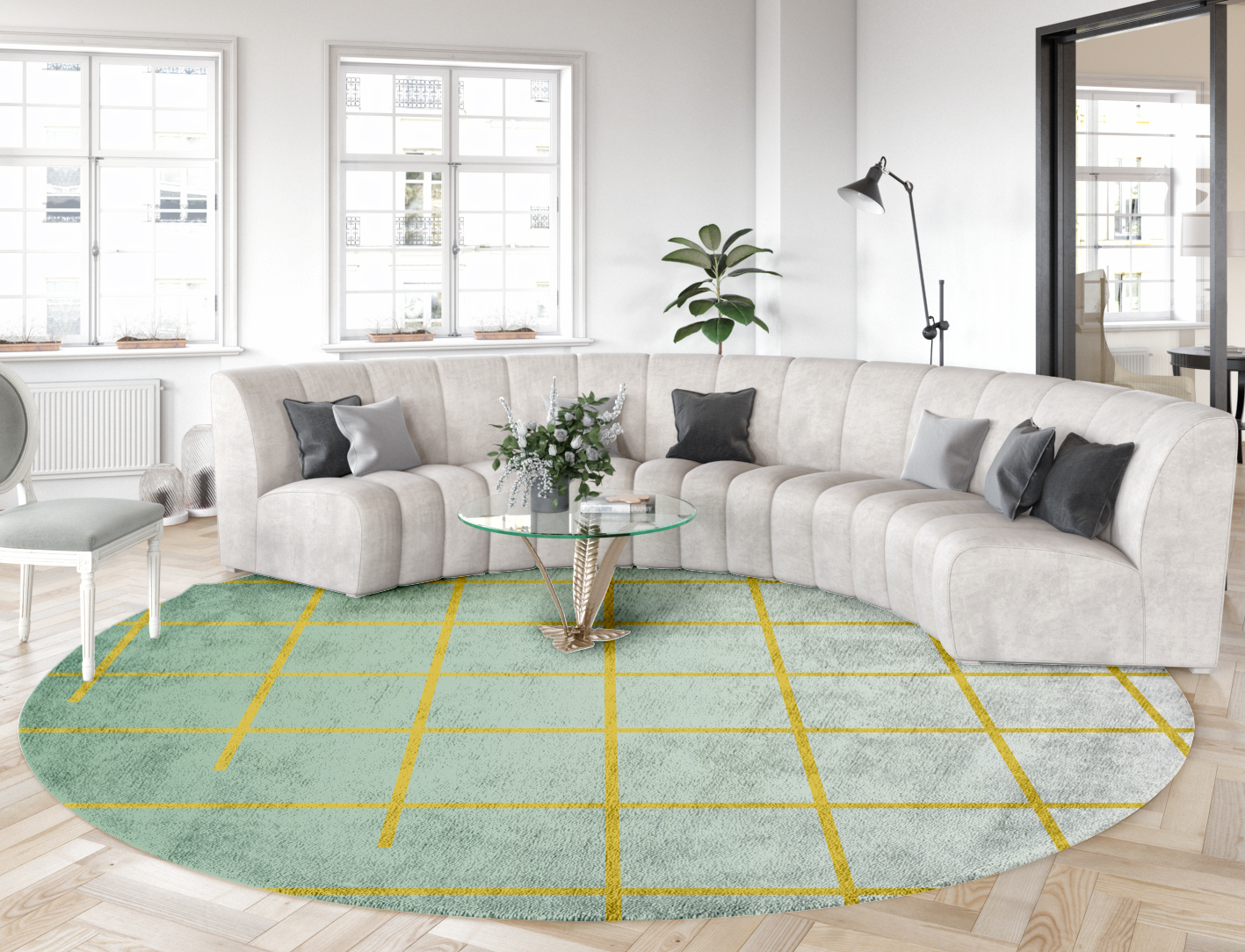 Grass Ombre Round Hand Tufted Bamboo Silk Custom Rug by Rug Artisan