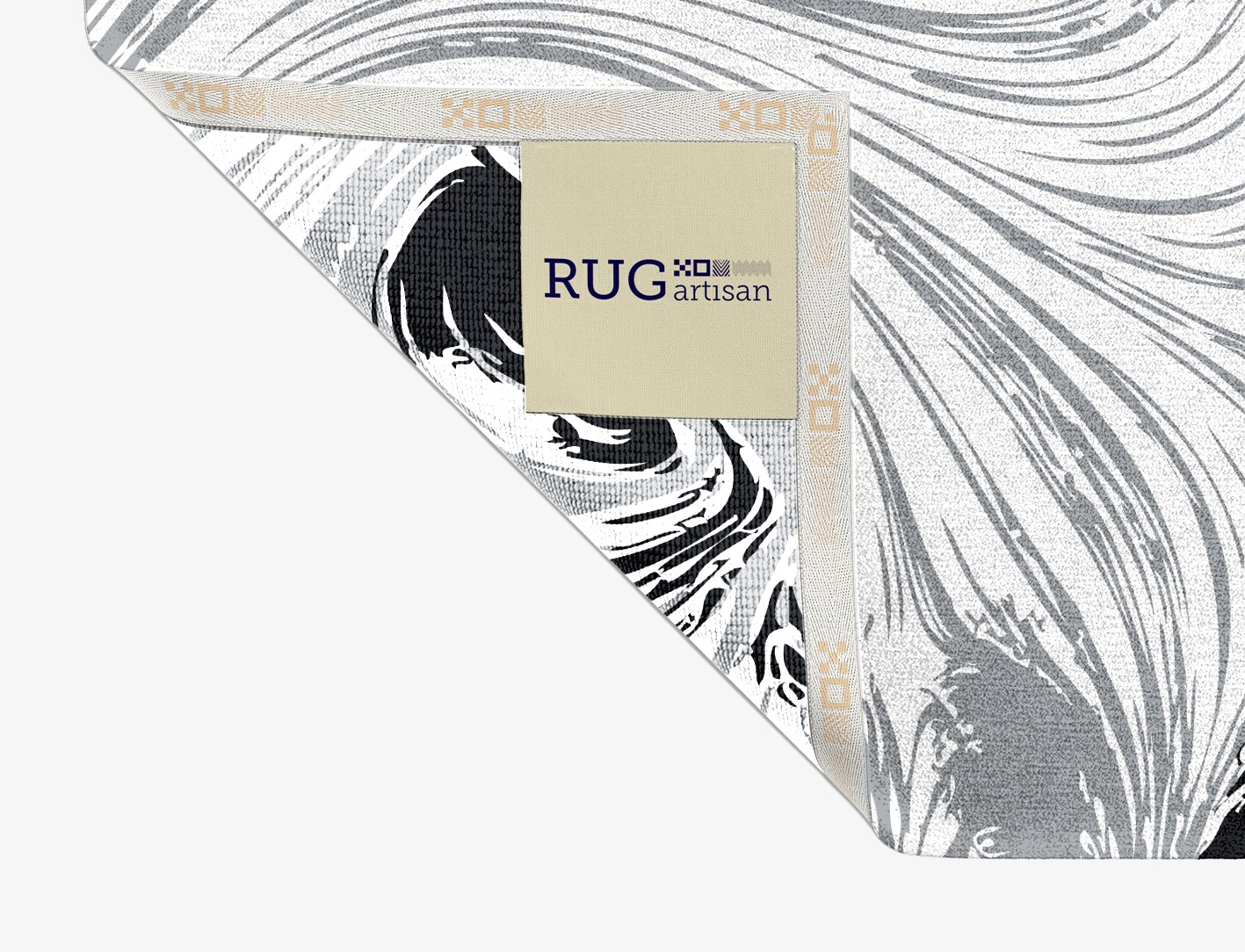 Gravity Lines Monochrome Rectangle Hand Knotted Tibetan Wool Custom Rug by Rug Artisan