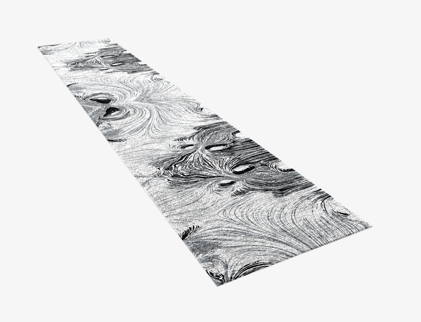 Gravity Lines Monochrome Runner Hand Knotted Bamboo Silk Custom Rug by Rug Artisan