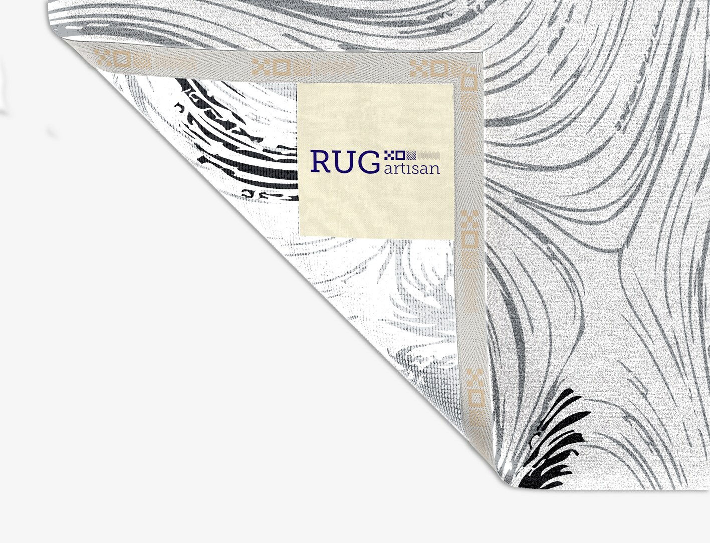 Gravity Lines Monochrome Square Hand Knotted Tibetan Wool Custom Rug by Rug Artisan