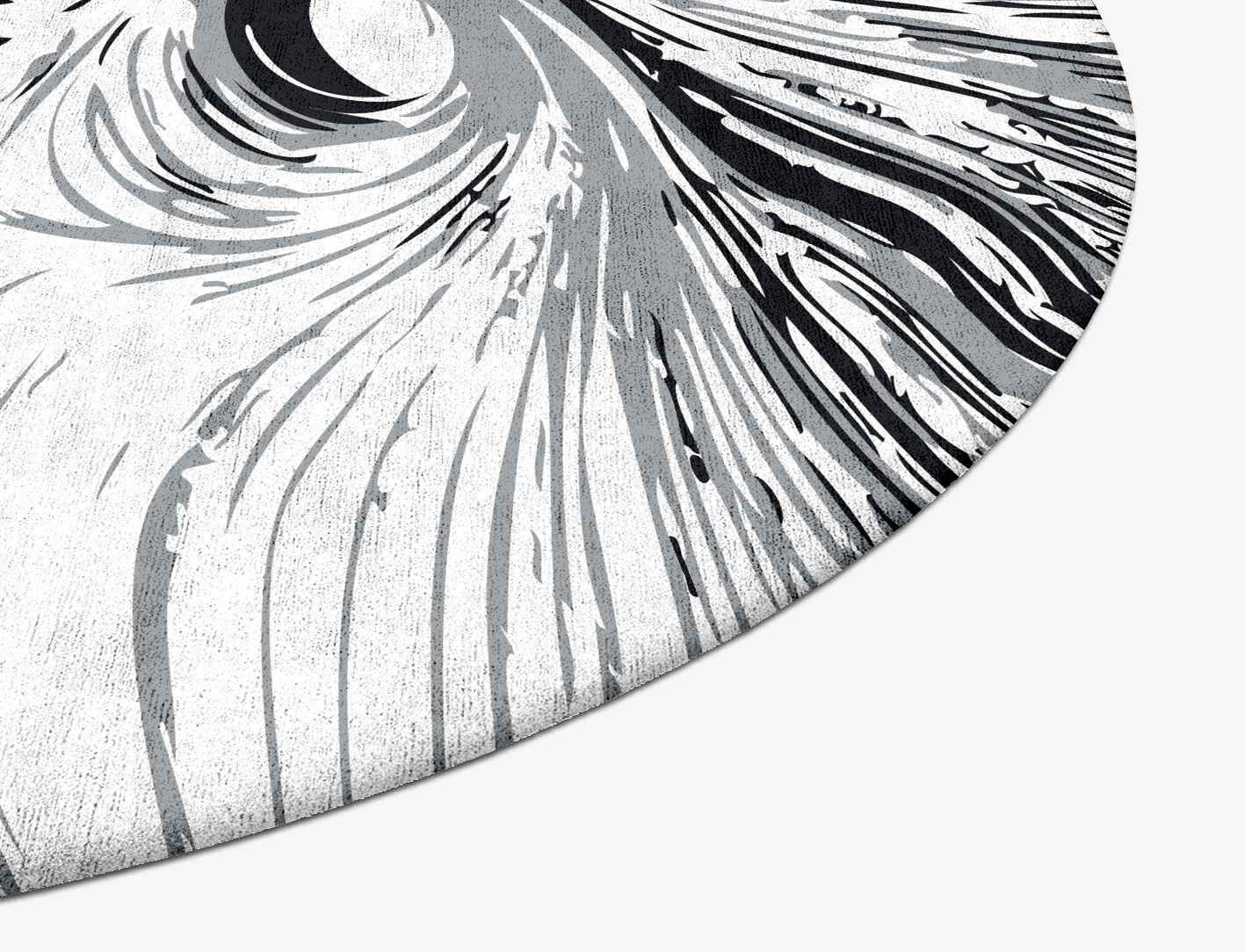 Gravity Lines Monochrome Oval Hand Tufted Bamboo Silk Custom Rug by Rug Artisan