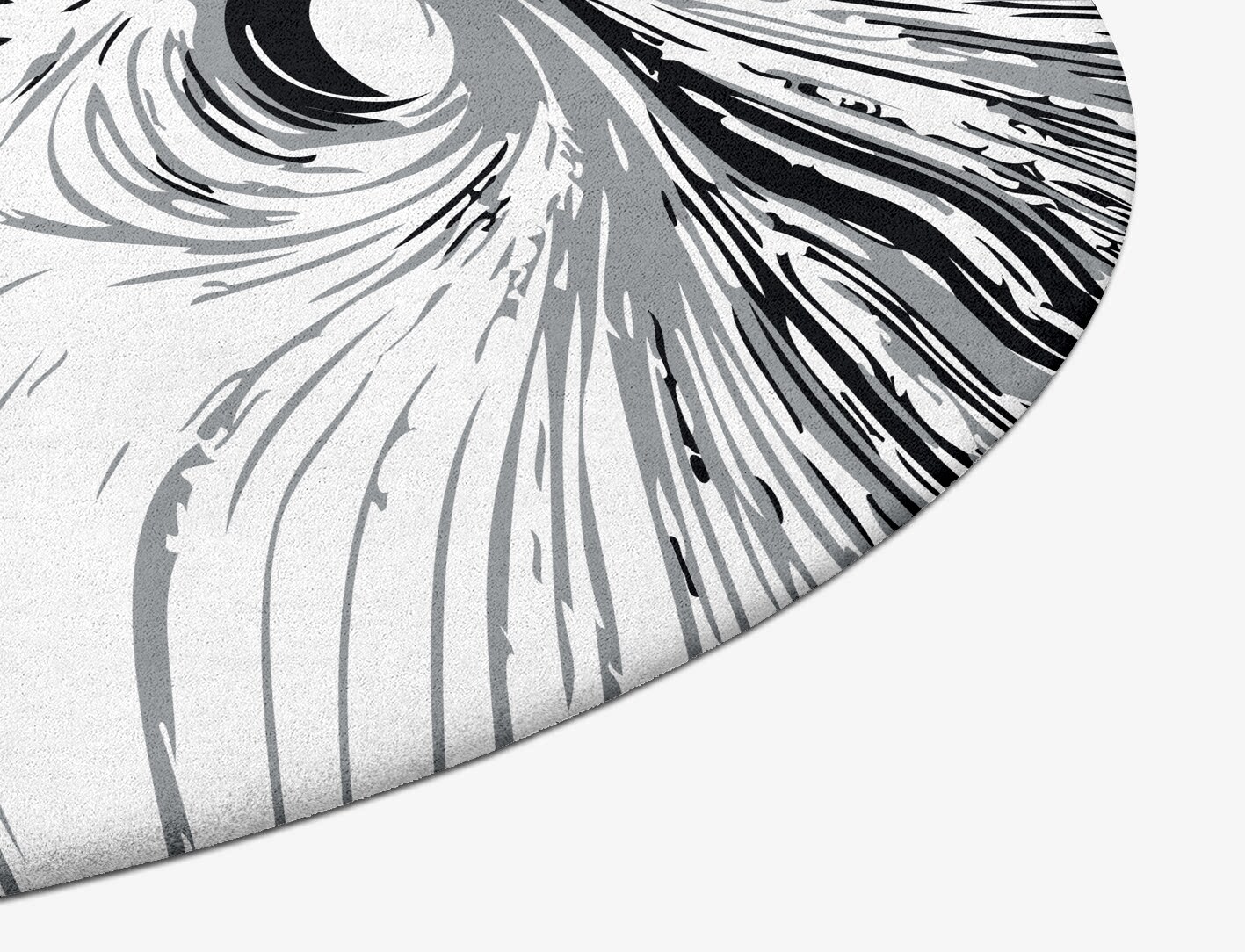 Gravity Lines Monochrome Oval Hand Tufted Pure Wool Custom Rug by Rug Artisan