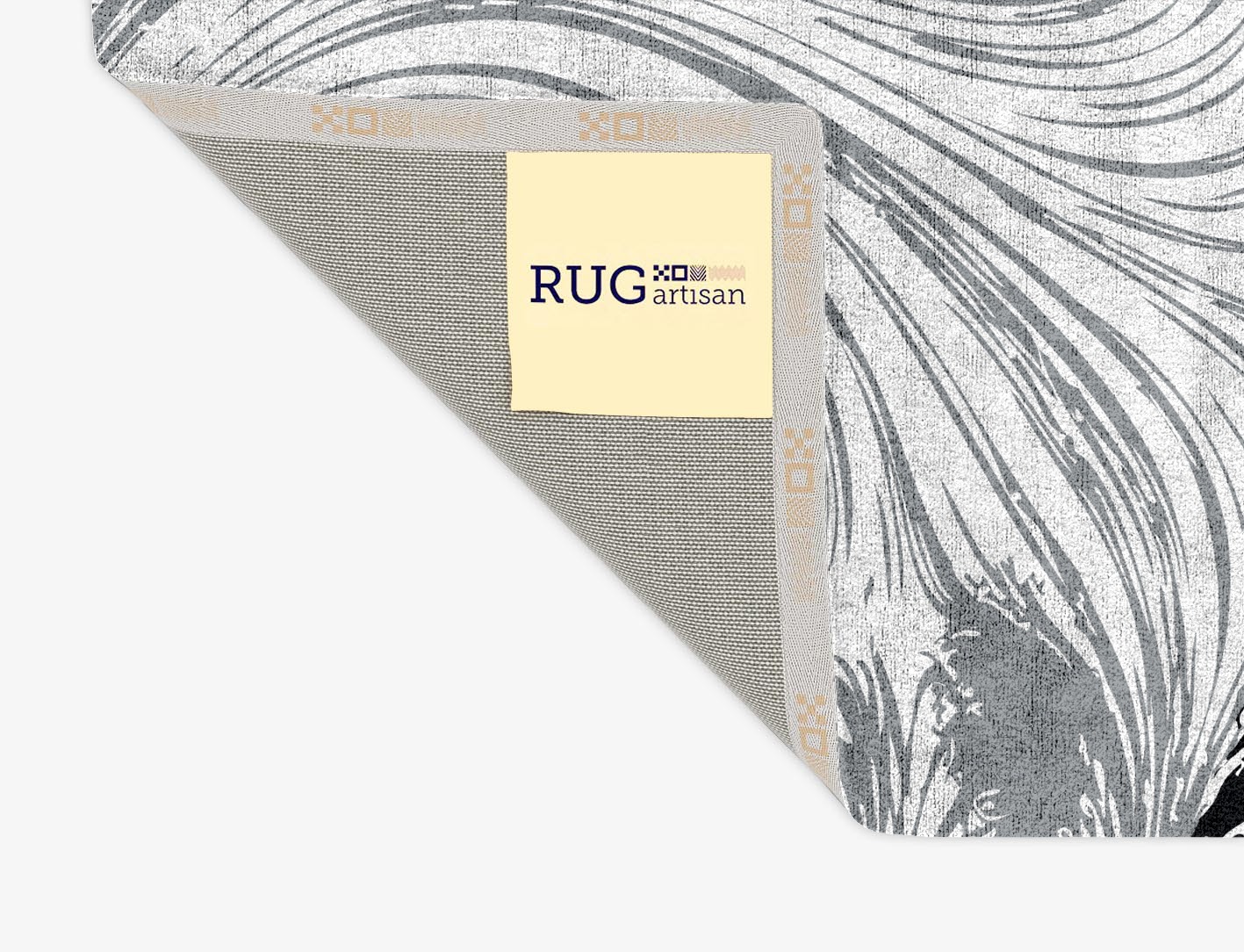 Gravity Lines Monochrome Rectangle Hand Tufted Bamboo Silk Custom Rug by Rug Artisan
