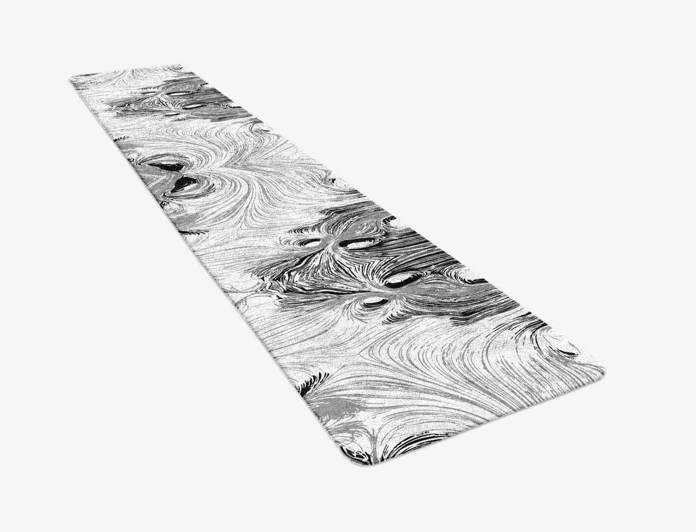 Gravity Lines Monochrome Runner Hand Tufted Bamboo Silk Custom Rug by Rug Artisan