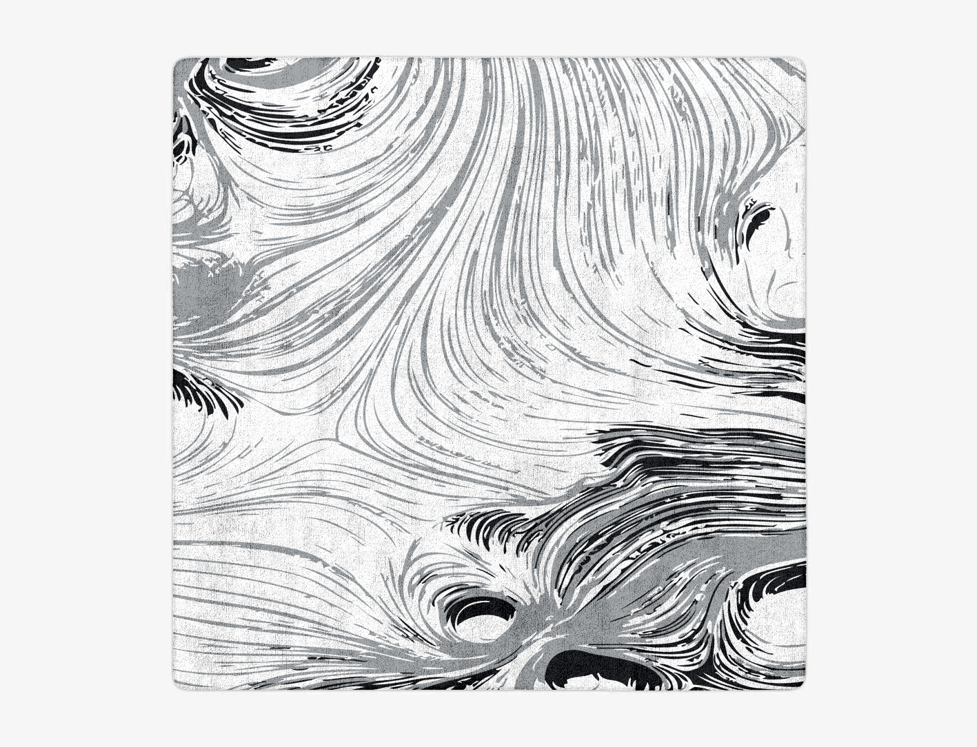 Gravity Lines Monochrome Square Hand Tufted Bamboo Silk Custom Rug by Rug Artisan