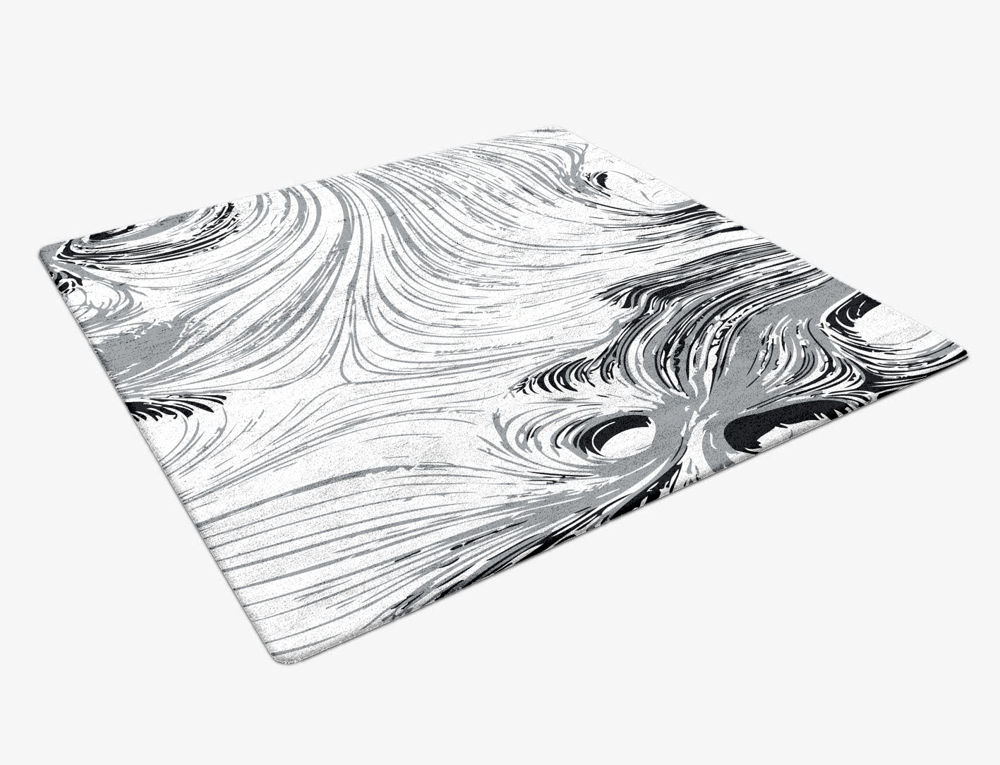 Gravity Lines Monochrome Square Hand Tufted Bamboo Silk Custom Rug by Rug Artisan