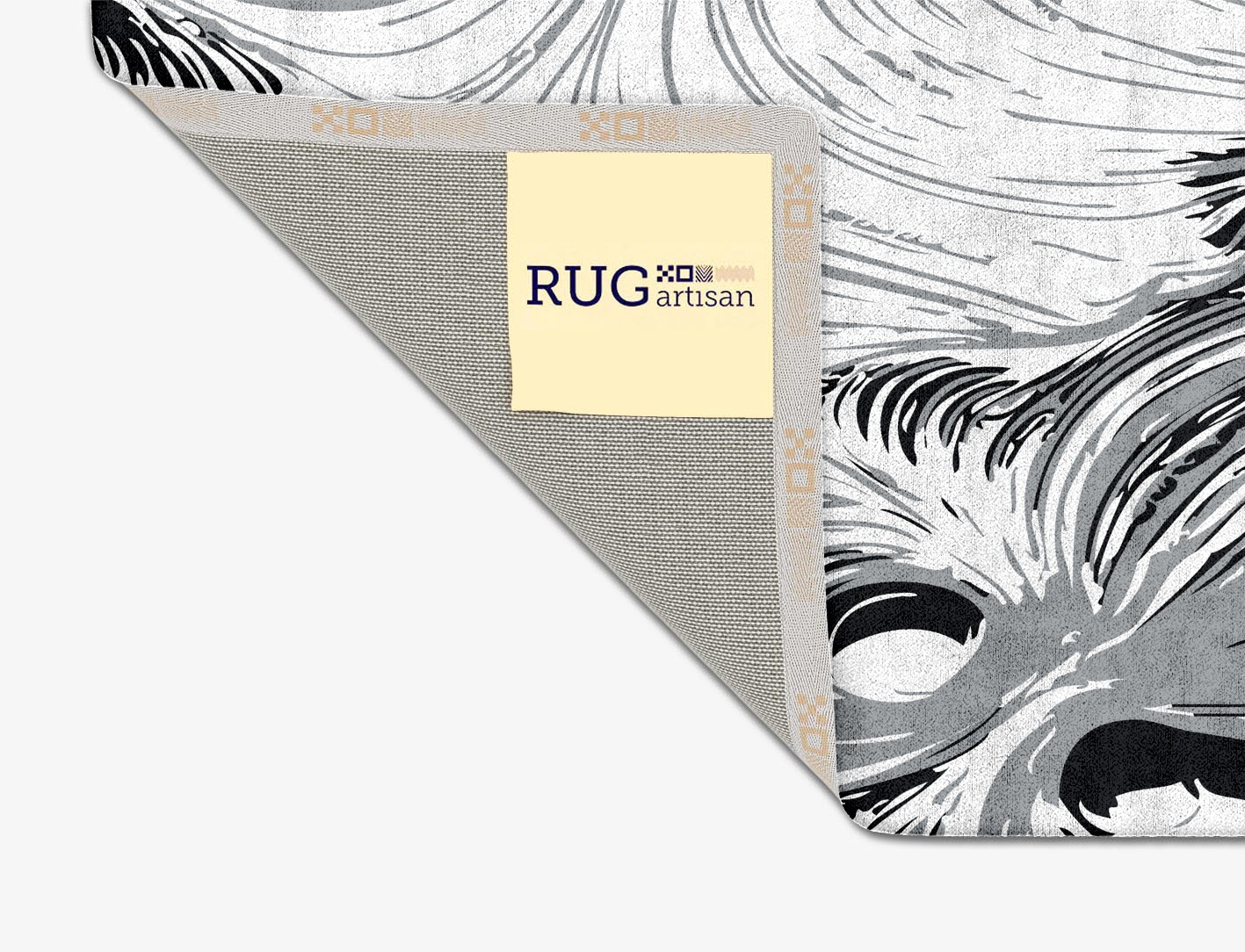 Gravity Lines Monochrome Square Hand Tufted Bamboo Silk Custom Rug by Rug Artisan
