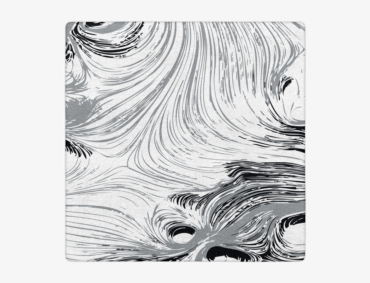 Gravity Lines Monochrome Square Hand Tufted Pure Wool Custom Rug by Rug Artisan