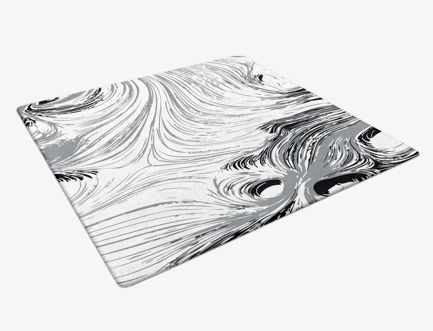 Gravity Lines Monochrome Square Hand Tufted Pure Wool Custom Rug by Rug Artisan